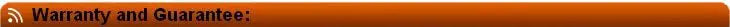 Orange rectangular horizontal banner with an RSS icon and the text Warranty and Guarantee in black.