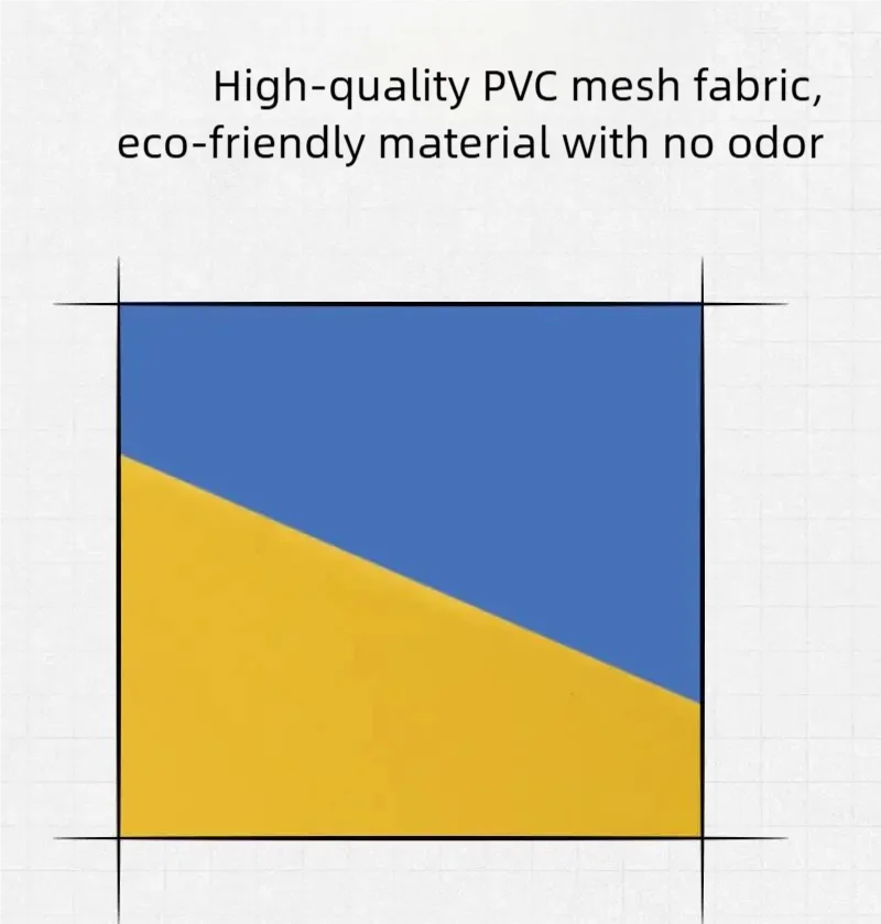 A foldable gymnastics wedge mat in blue and yellow, made from durable, eco-friendly PVC material.