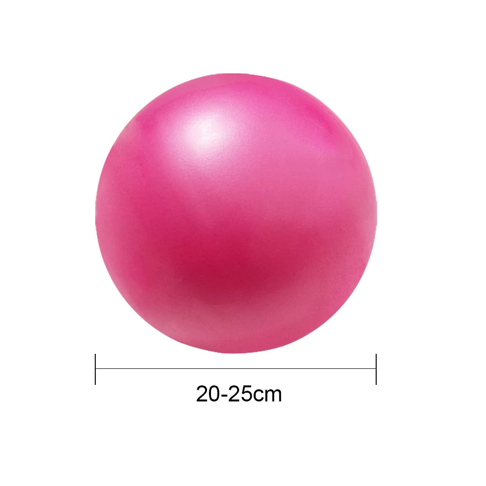 Pink pilates or yoga exercise ball, 20-25cm diameter, shown against a plain white background.