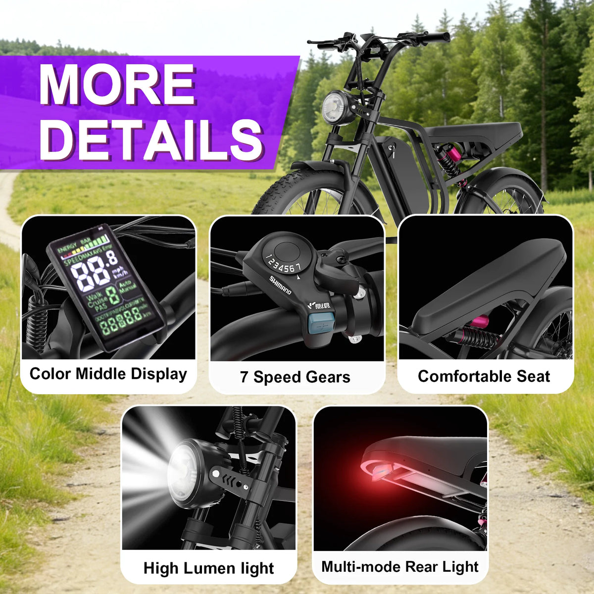 Bluvall SU8 20 Inch 750W Fat Tire Electric Bike for Adults 48V/52V