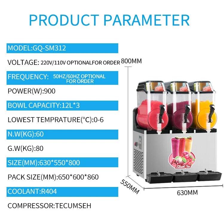 GQ-SM312 Automatic Slush Machine and Cold Drink Dispenser 36L