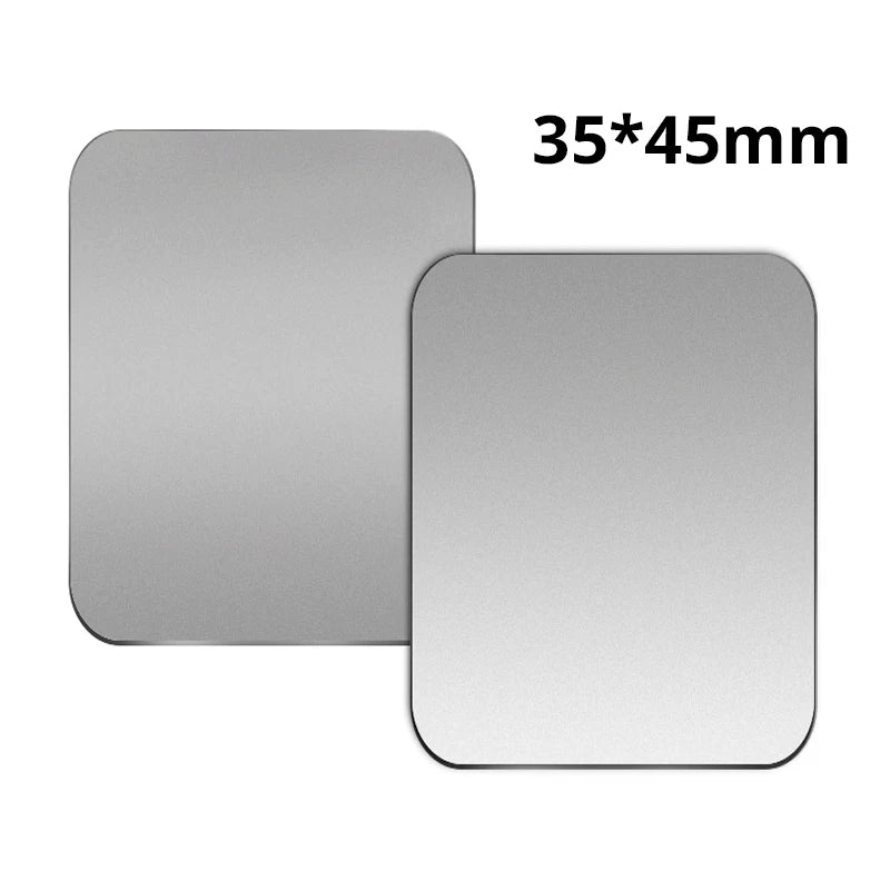 Two rectangular, silver metallic plates with rounded corners, measuring 35 by 45 mm.