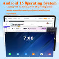 Sleek grey 10-inch Android 15 tablet displaying a home screen with app icons and a clear time and date interface.