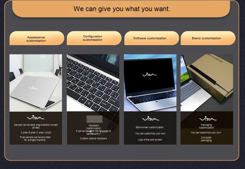 Sleek 14-inch silver laptop featuring a Full HD screen, modern keyboard, and customisable branding options.