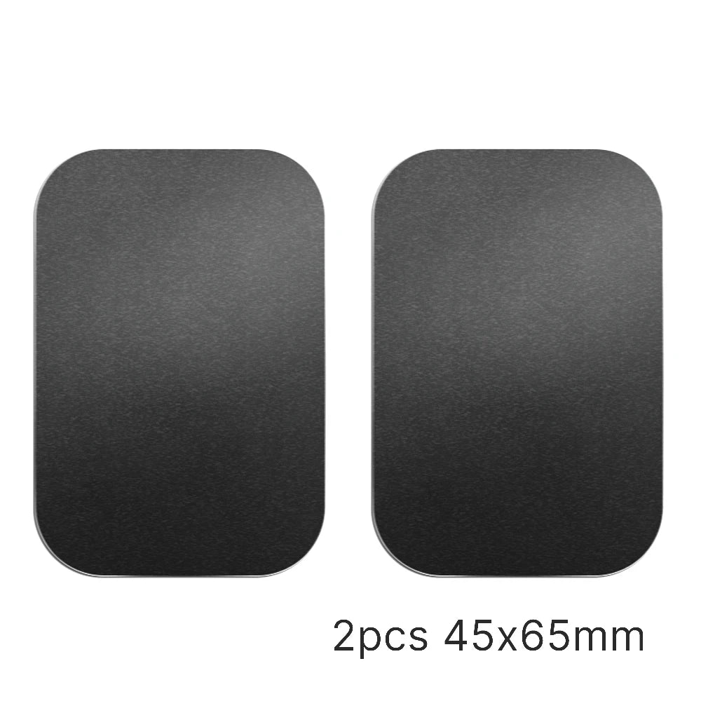 Two rectangular, dark grey metallic plates with rounded corners, measuring 45x65mm each.