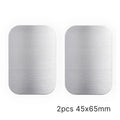 Two rectangular, brushed silver metal plates with rounded corners, each measuring 45x65mm.