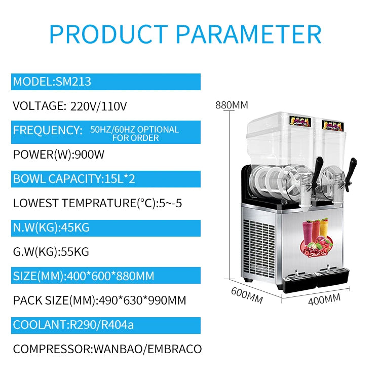Miken Double Tank Smoothie and Slush Machine 24L
