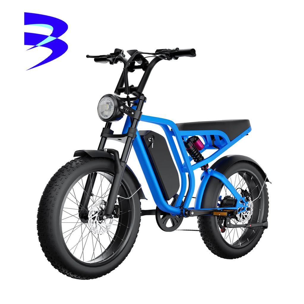 Bluvall SU8 48V 20 Inch Electric Fat Tire Mountain Bike 7-Speed
