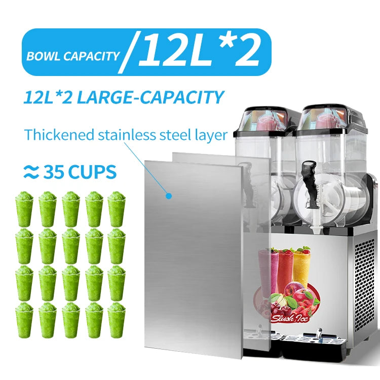 Miken 24L Double Tank Smoothie Slush Machine Stainless Steel