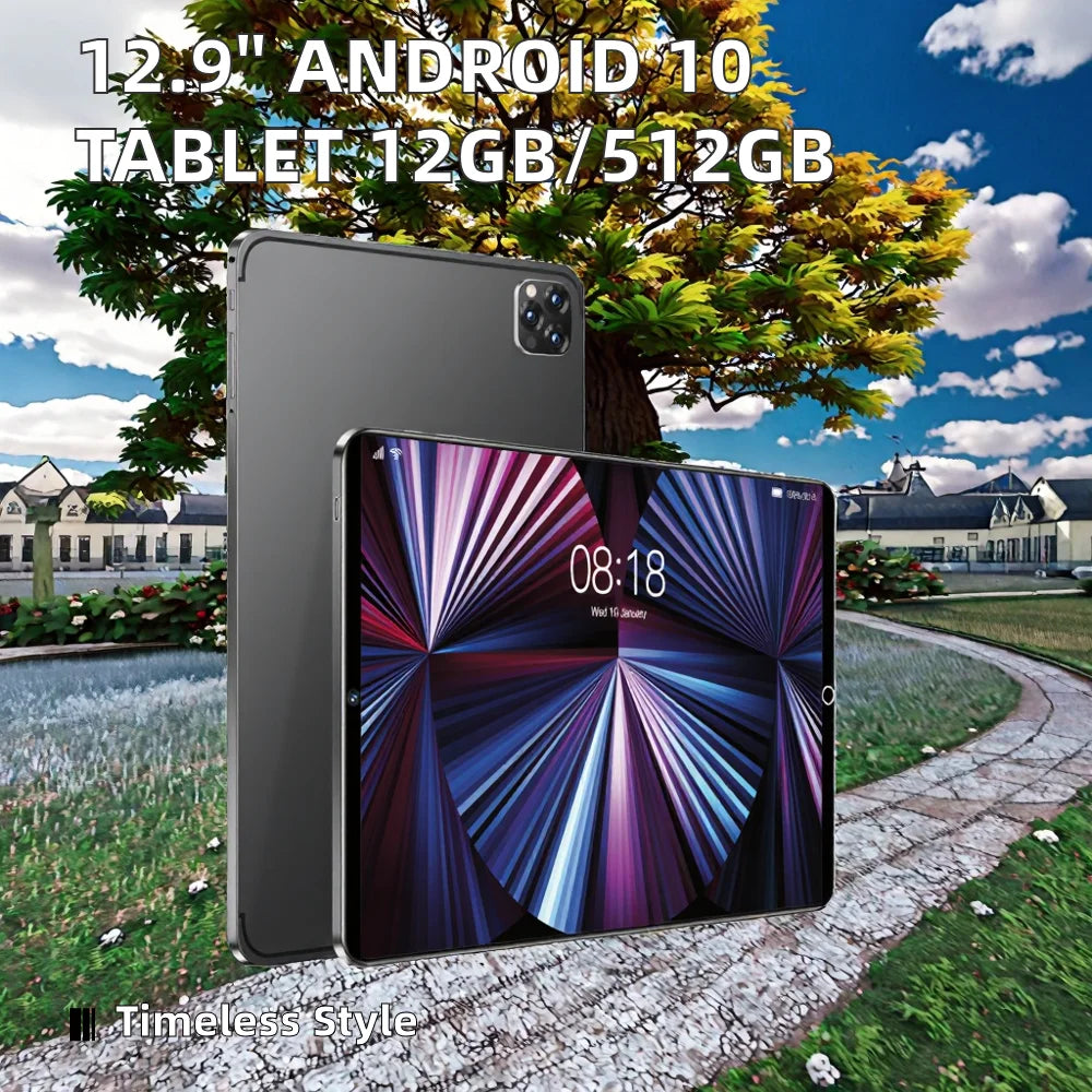 Sleek grey Android tablet with a vibrant display, 12GB RAM, 512GB storage, and a slim, modern design.