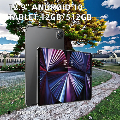 Sleek grey Android tablet with a vibrant display, 12GB RAM, 512GB storage, and a slim, modern design.