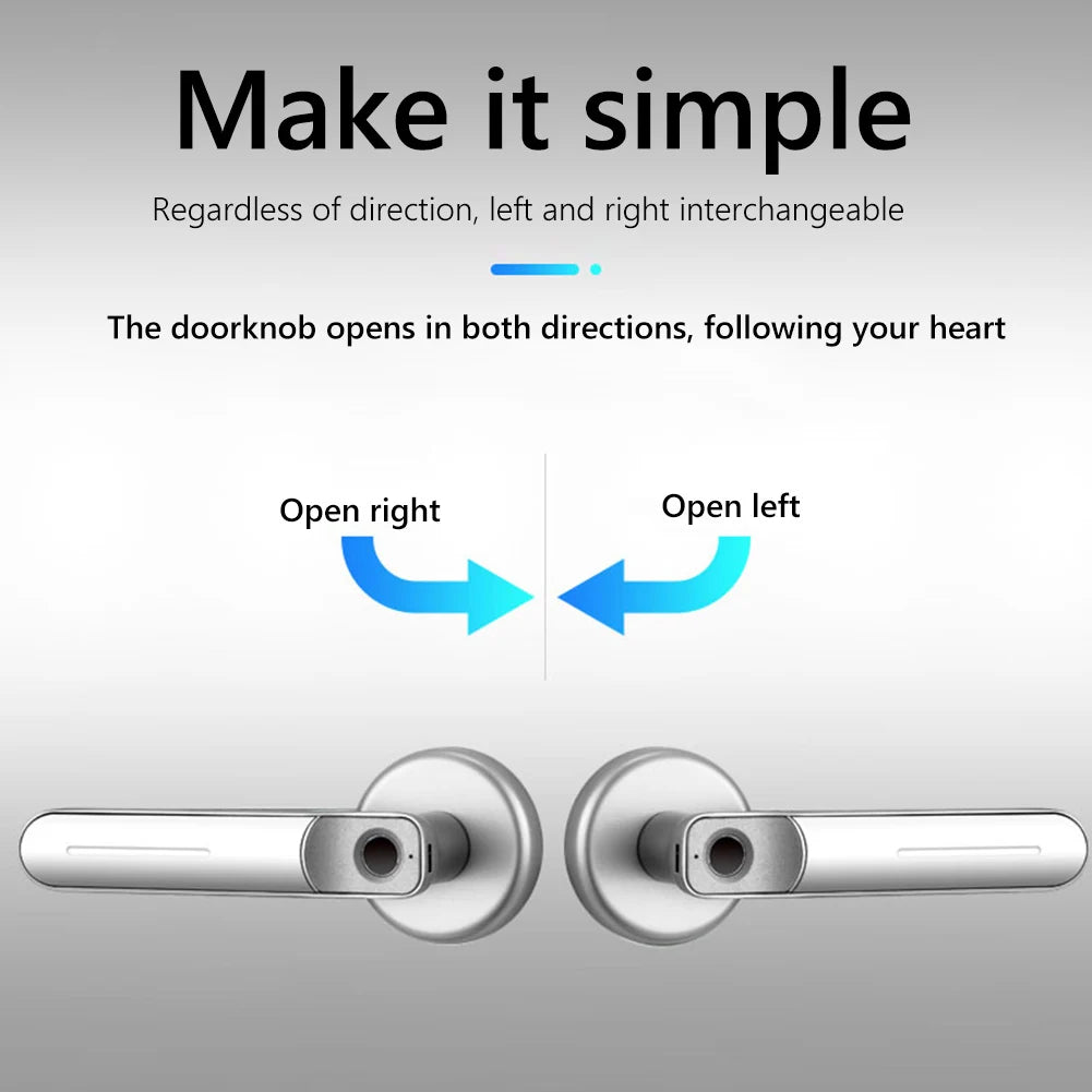Silver metal lever door handle with a reversible design for left or right opening doors.