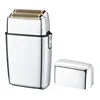 Professional silver electric foil shaver with a protective cap and modern, compact design.
