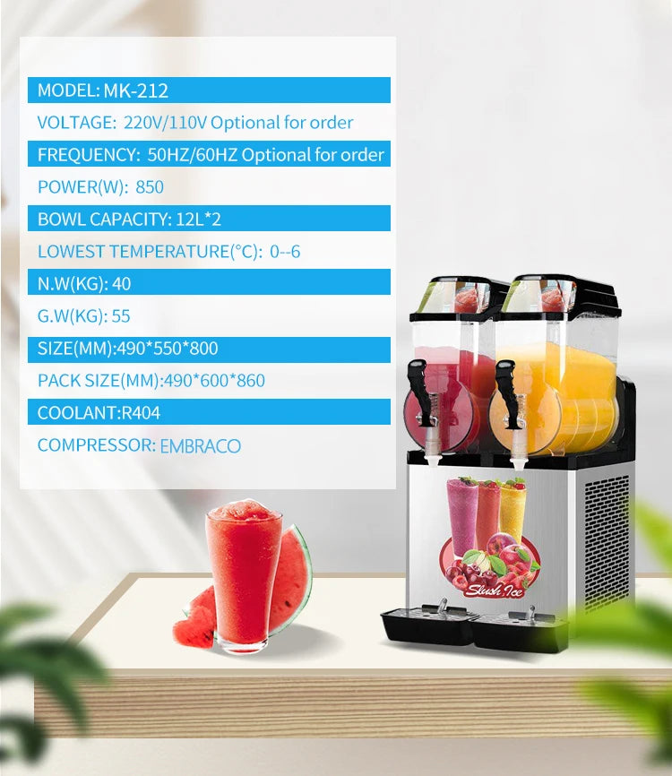 Miken 24L Double Tank Smoothie Slush Machine Stainless Steel