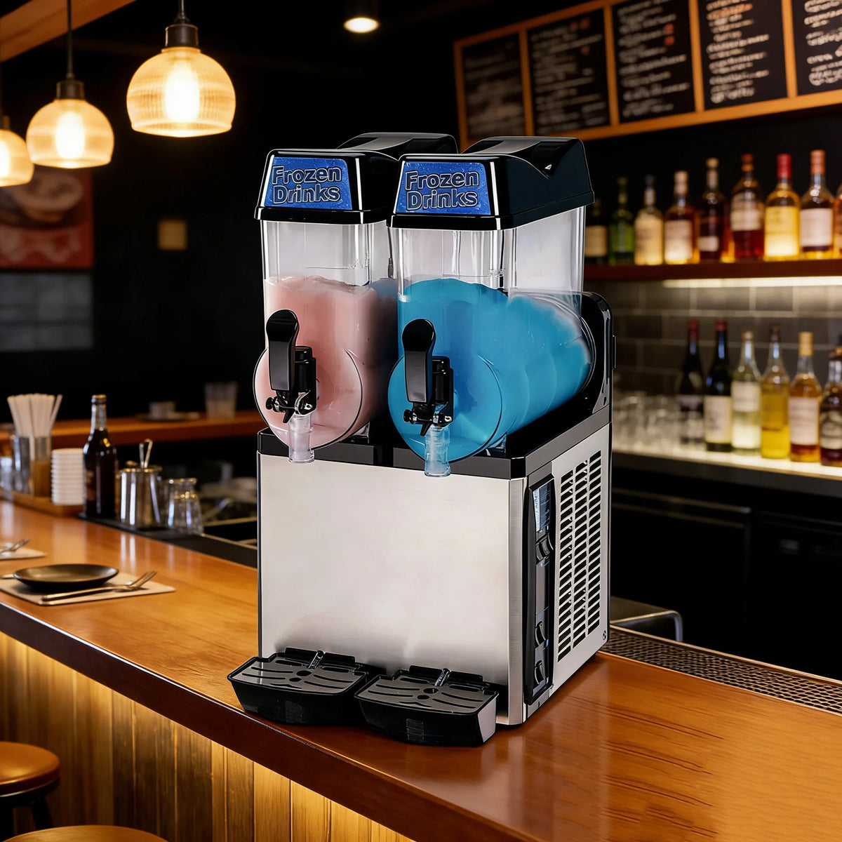 Commercial Two Tank Slush Ice Making Machine Frozen Drink Dispenser
