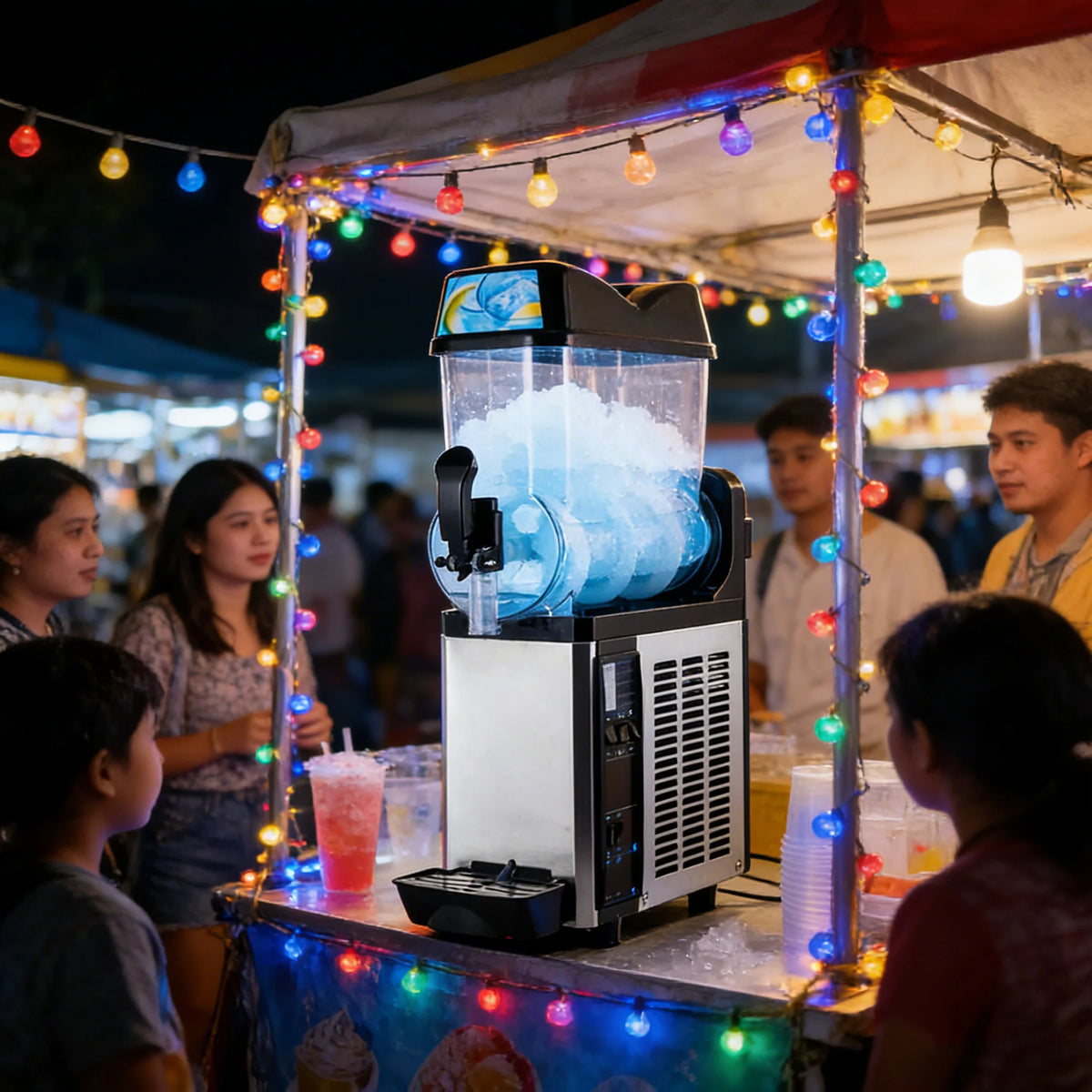 Commercial 2-Tank Ice Slush Machine Granita Maker Frozen Beverage Dispenser