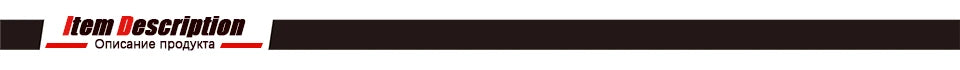Black rectangular header bar with white and red text reading Item Description in English and Russian.