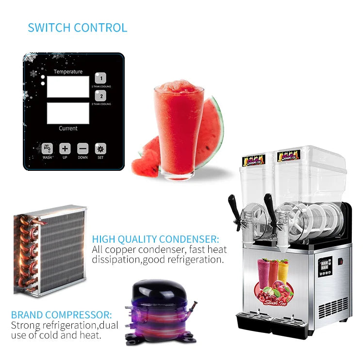 Miken Double Tank Smoothie and Slush Machine 24L