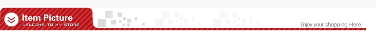 Red and white horizontal banner with an icon, "Item Picture" text, and geometric square patterns on a white background.