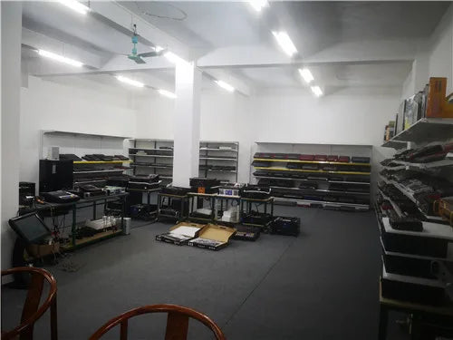 An 8-channel audio mixer with Bluetooth and 99 DSP effects, shown in a clean, professional storage warehouse setting.