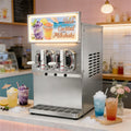 Stainless steel double-bowl slush, cocktail and milkshake machine for commercial catering use.