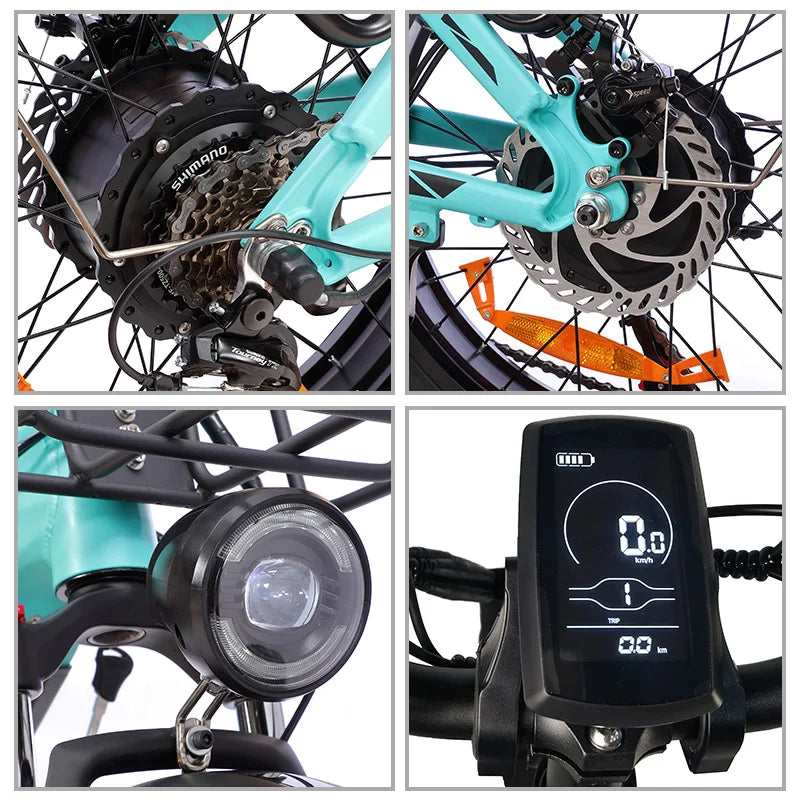 MZ-9 20 Inch 48V 500W/750W 7-Speed Electric Fat Bike with Removable Battery