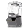 Modern dark grey blender with a clear, tall plastic jar and a digital control panel, isolated on a white background.