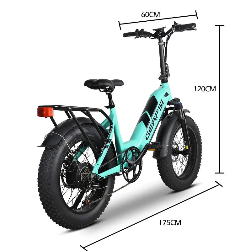 MZ-9 20 Inch 48V 500W/750W 7-Speed Electric Fat Bike with Removable Battery
