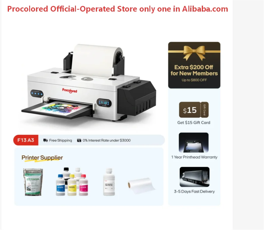 Procolored F13 A3 L1800 DTF Desktop Production Printer for Custom Apparel