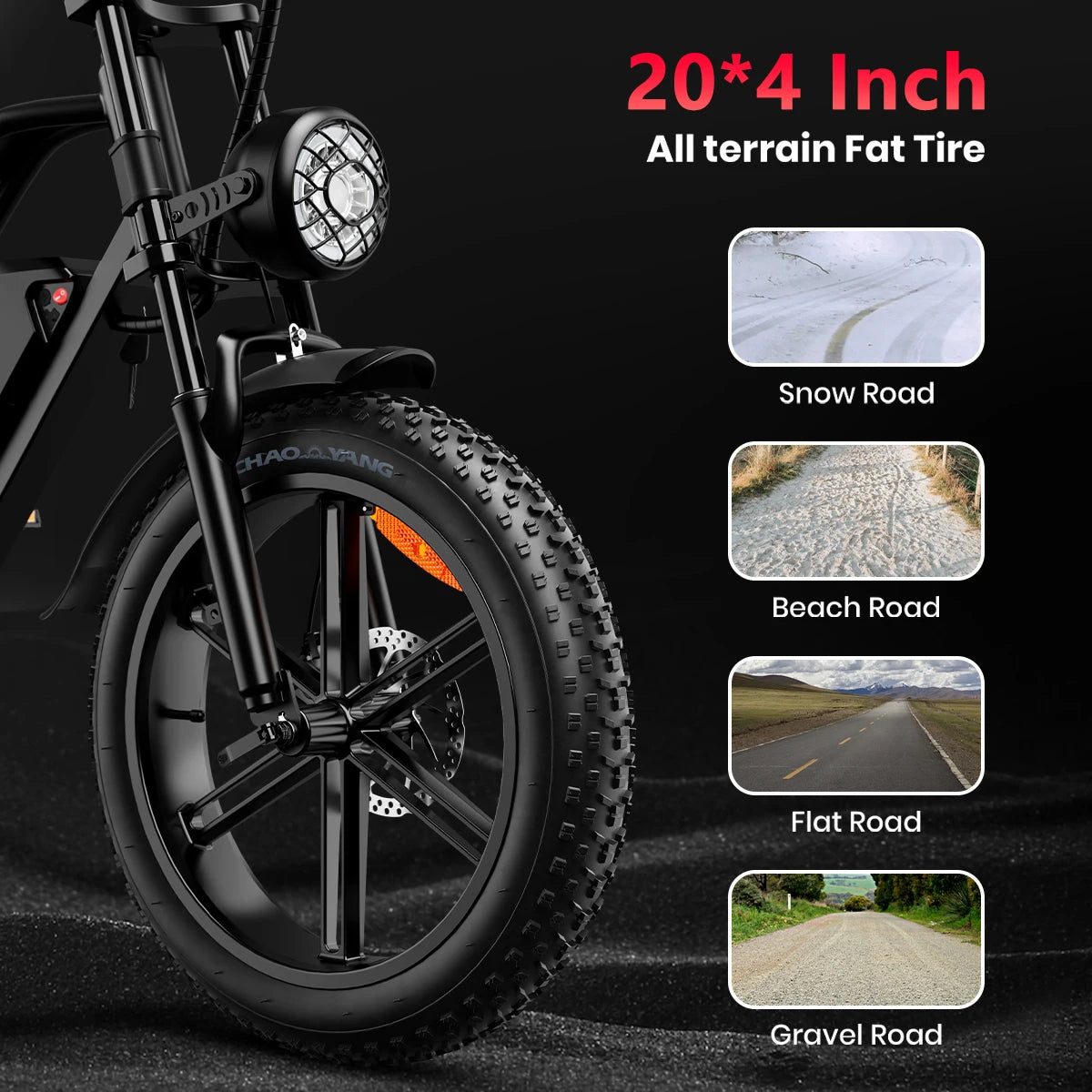 AMYET AY-G60 Outdoor Mountain Fat Tire Electric Bike 48V 20AH