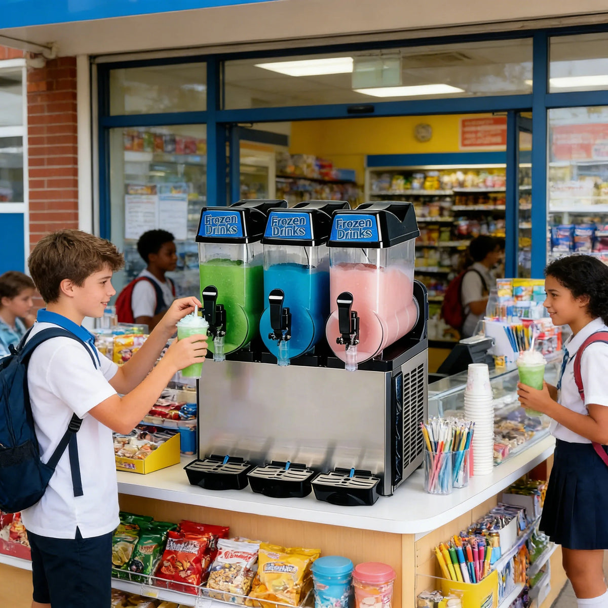 Professional Commercial Multi-Tank Slush Ice Maker and Frozen Beverage Dispenser