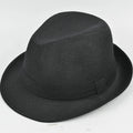 Classic black fedora hat with a fabric band and a structured, textured finish. Perfect for autumn and winter wear.