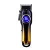 Professional electric hair clipper in a sleek black and gold gradient finish, featuring a digital LED display.