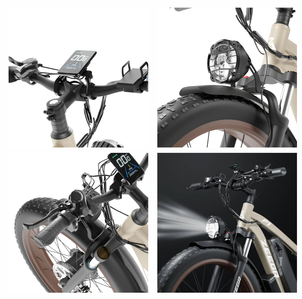 Bluvall F1 26-Inch 7-Speed Fat Tire Mountain Electric Bicycle with 48V 23Ah Battery