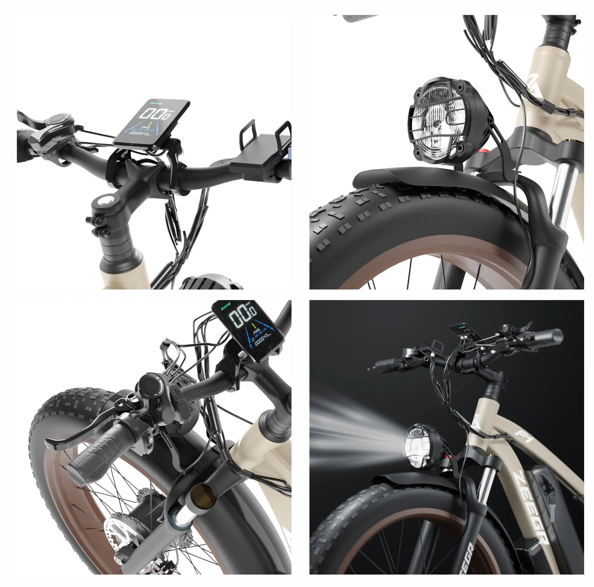 Bluvall F1 26-Inch 7-Speed Fat Tire Mountain Electric Bicycle with 48V 23Ah Battery