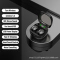 Black wireless earbuds in an open charging case featuring a digital LED battery percentage display.