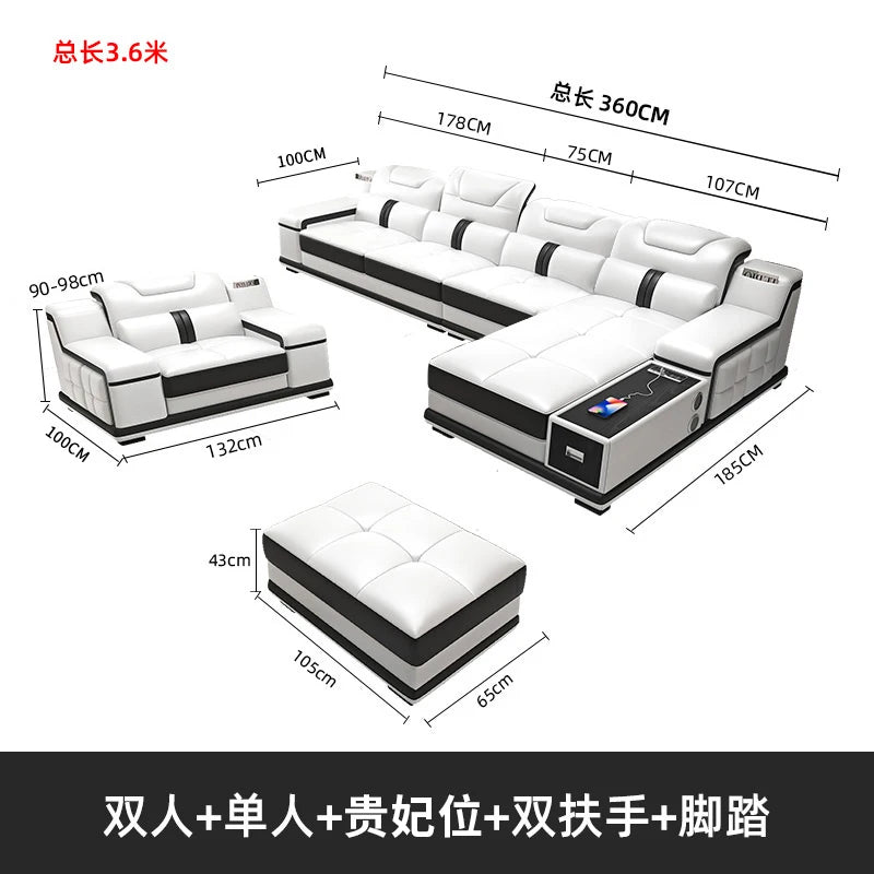 Quality Leather Luxury Comfortable Minimalist Sofa