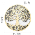 Round natural wood laser-cut Tree of Life wall hanging decoration, 14cm diameter.