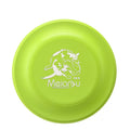 Bright lime green dog training flying disc featuring a white illustration of a dog catching a frisbee.