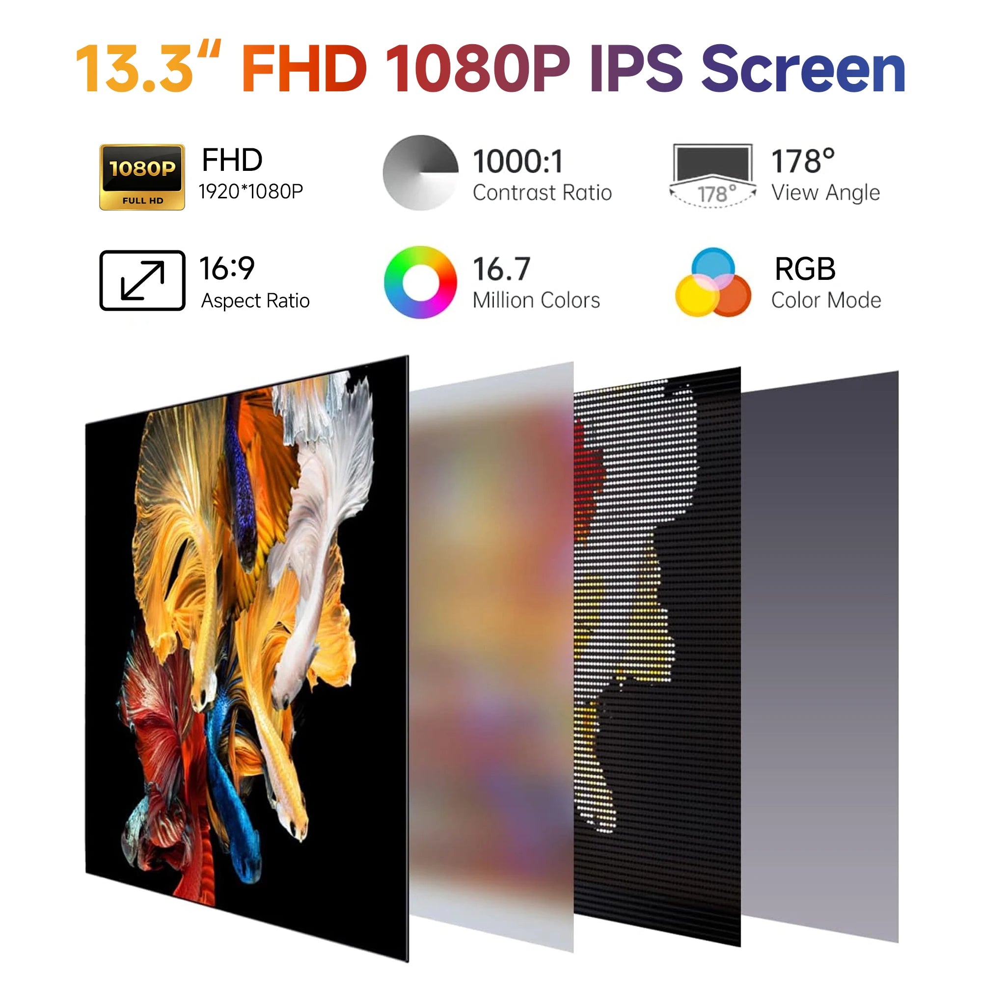 13.3inch Laptop Second Expansion Screen For Switch/Phone/Tablets-HDMI-Compatible, Rotatable Display