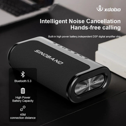 Black, portable 80W wireless Bluetooth speaker with a sleek, rounded design and metallic side accents.