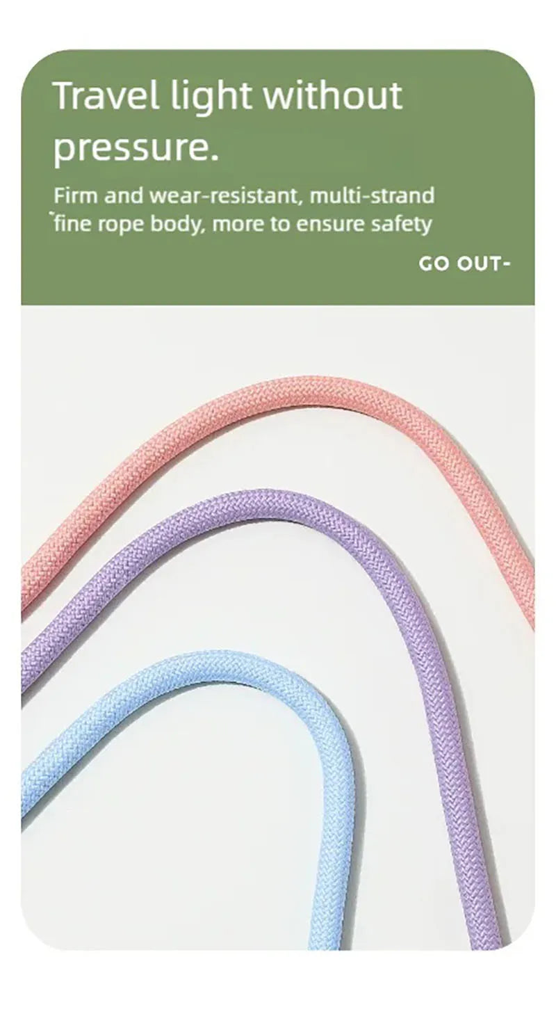 Close-up of durable, multi-strand braided dog leashes in pastel pink, purple and blue shades.