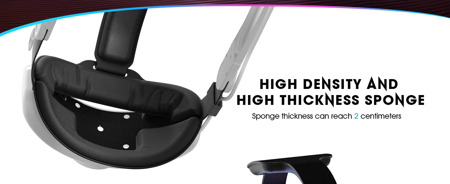 White VR head strap featuring thick, black high-density sponge padding for improved comfort and support.