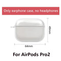 Clear silicone protective case for Apple AirPods Pro 2, featuring dimensions of 64mm by 49mm.