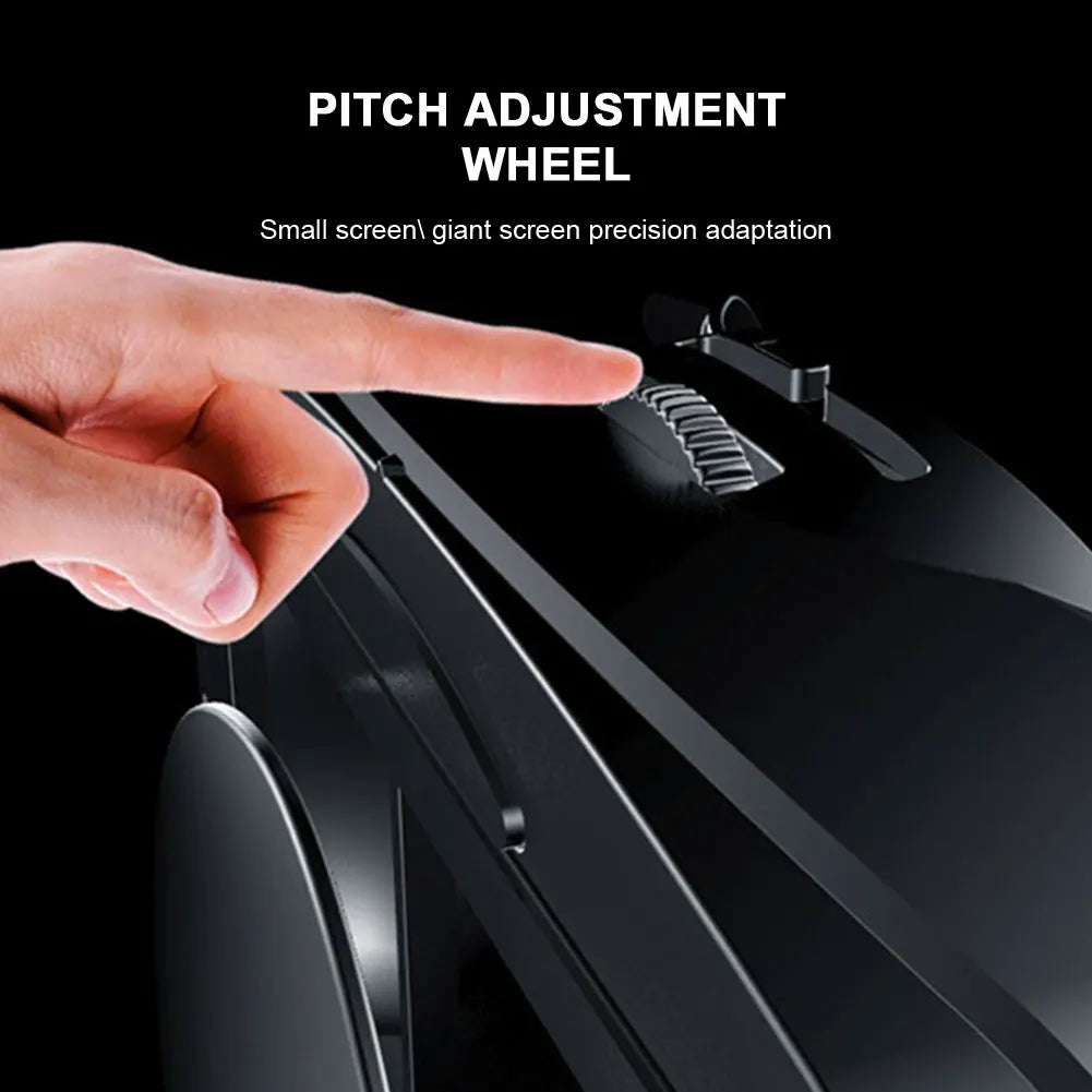 A hand adjusting a textured black gear wheel on a sleek, matte black electronic device against a dark background.