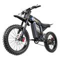 Shengmilo S900 Pro black electric dirt bike with dual disc brakes, large battery pack, and knobby off-road tires.