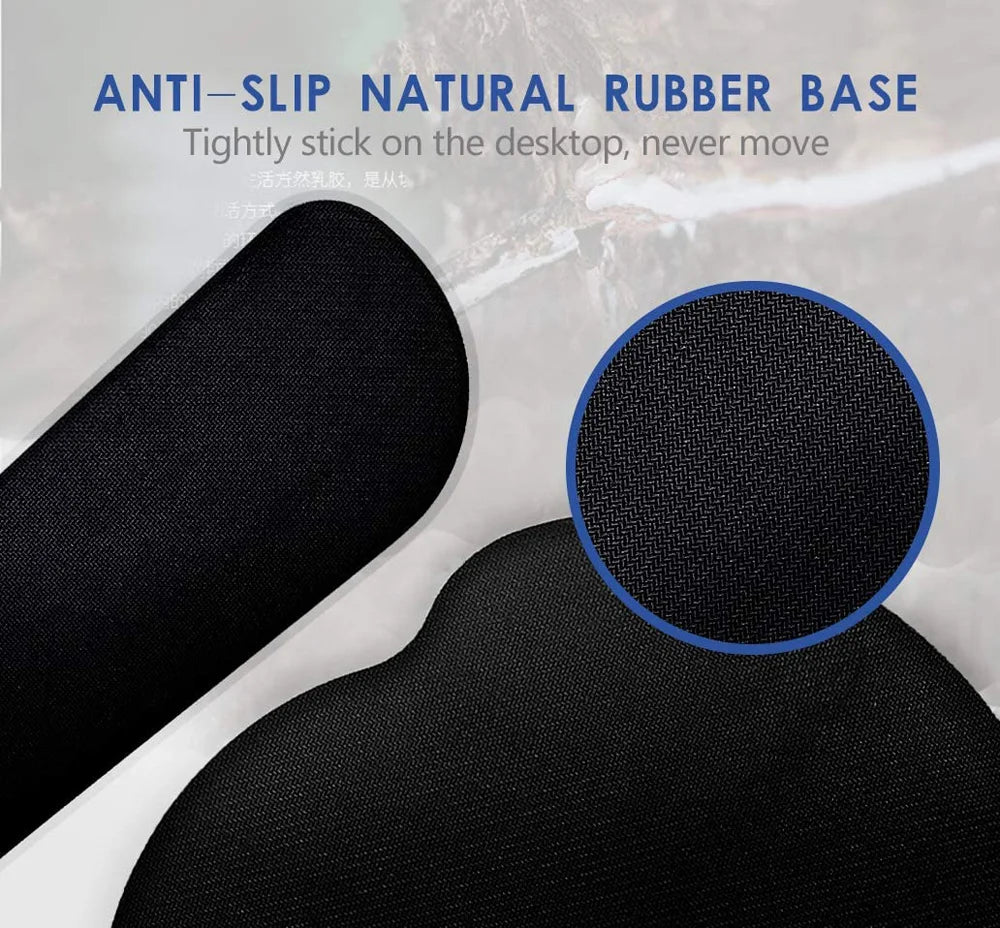 Black mouse pad with a textured natural rubber base for anti-slip performance.