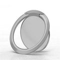 Silver phone ring holder with a minimalist circular design on a white background.