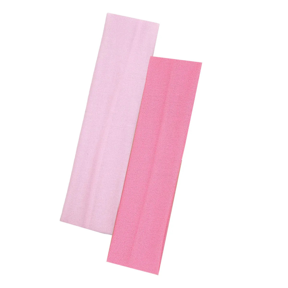 Two fabric headbands in light pink and bright pink, displayed side by side against a plain white background.