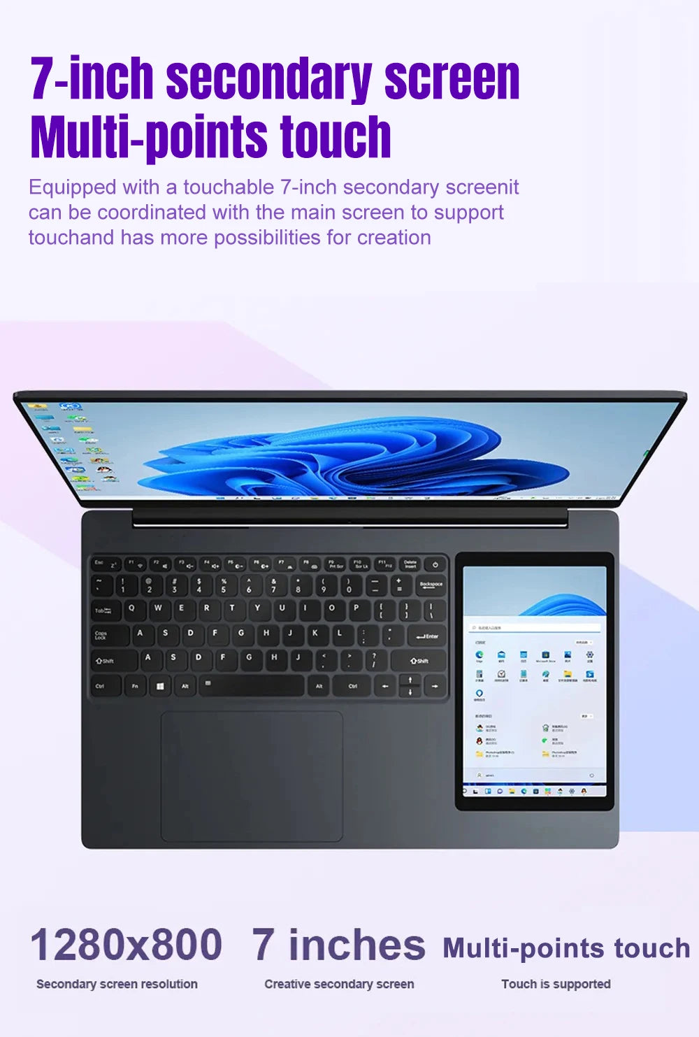 15.6" Touch Screen  Backlit keyboard Windows 11 Notebook Computer Dual Screen Laptop